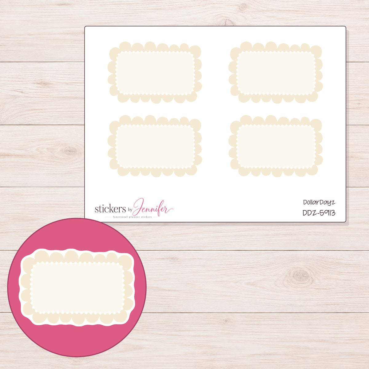 DDZ-5913 planner sticker sheet with enlarged sticker detail