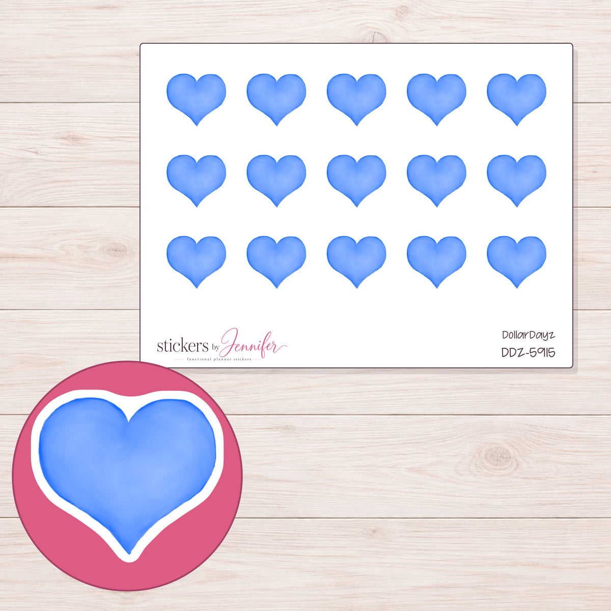 DDZ-5915 planner sticker sheet with enlarged sticker detail