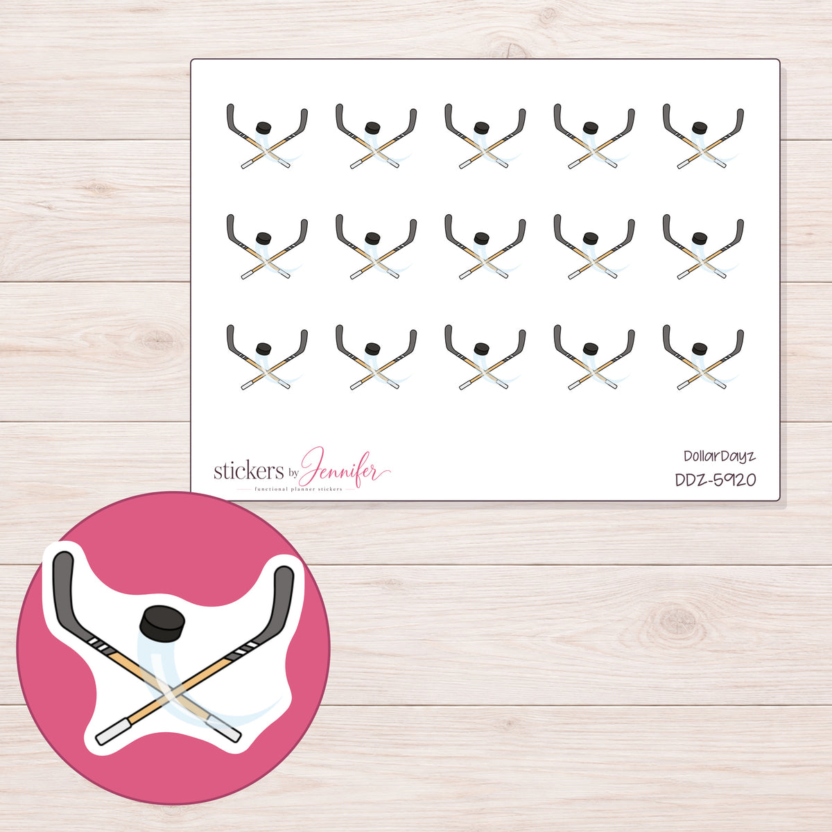 DDZ-5920 planner sticker sheet with enlarged sticker detail