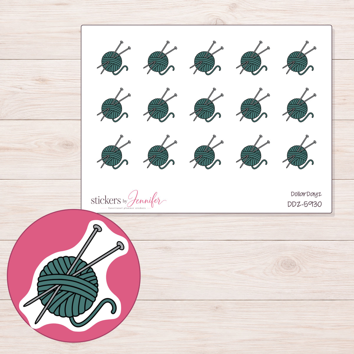 DDZ-5930 planner sticker sheet with enlarged sticker detail