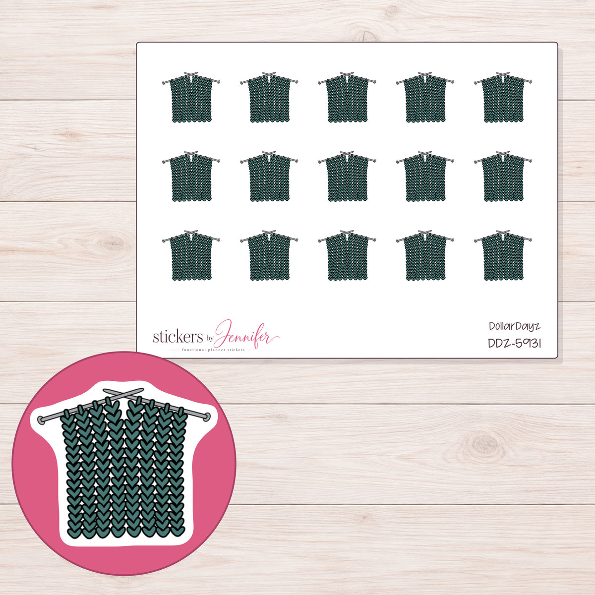 DDZ-5931 planner sticker sheet with enlarged sticker detail