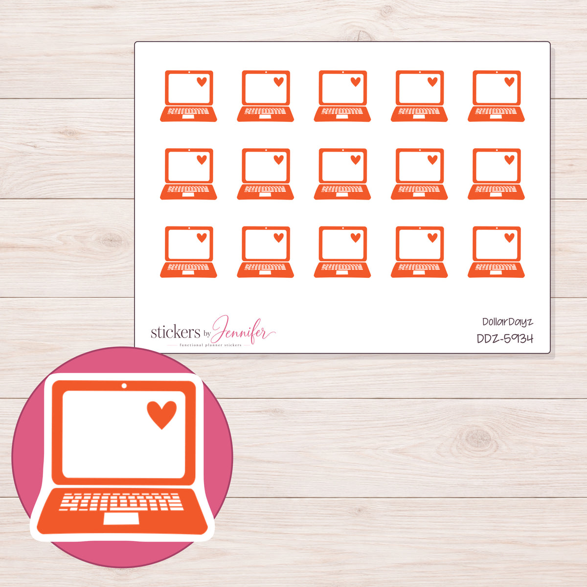 DDZ-5934 planner sticker sheet with enlarged sticker detail