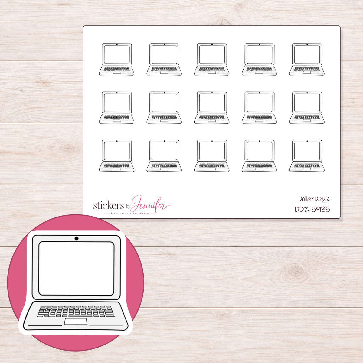 DDZ-5935 planner sticker sheet with enlarged sticker detail