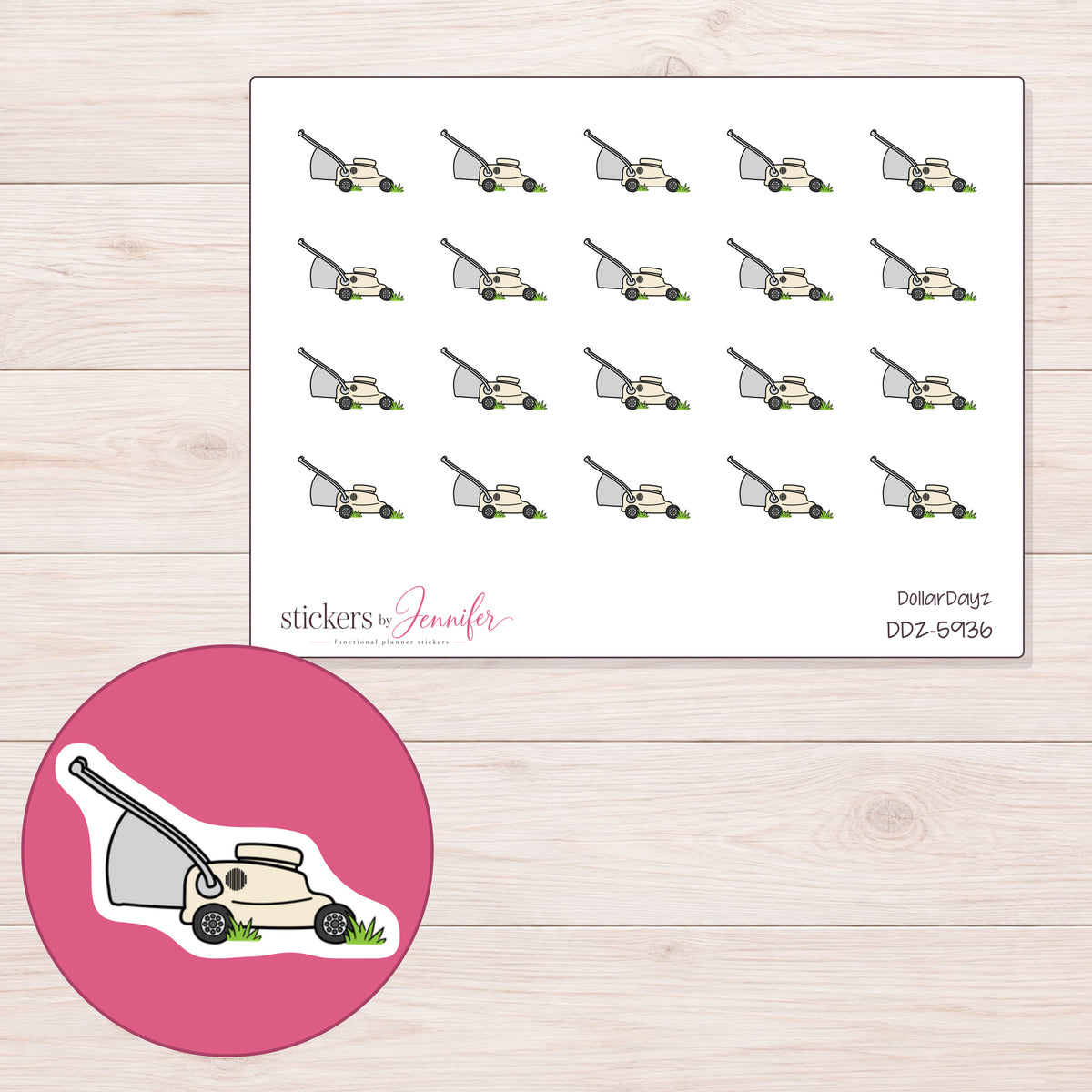 DDZ-5936 planner sticker sheet with enlarged sticker detail