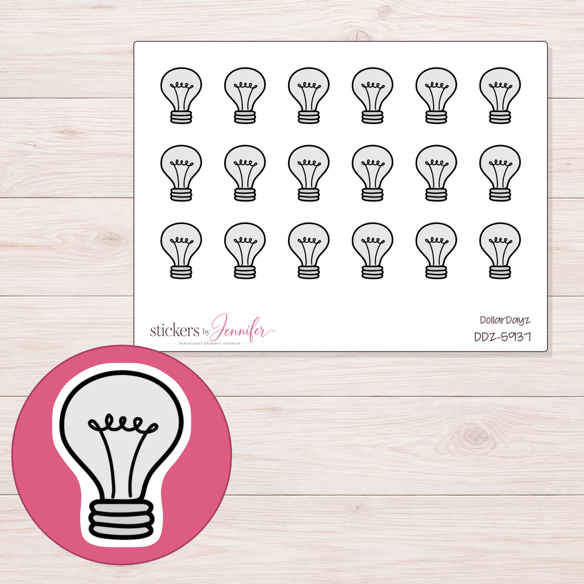 DDZ-5937 planner sticker sheet with enlarged sticker detail