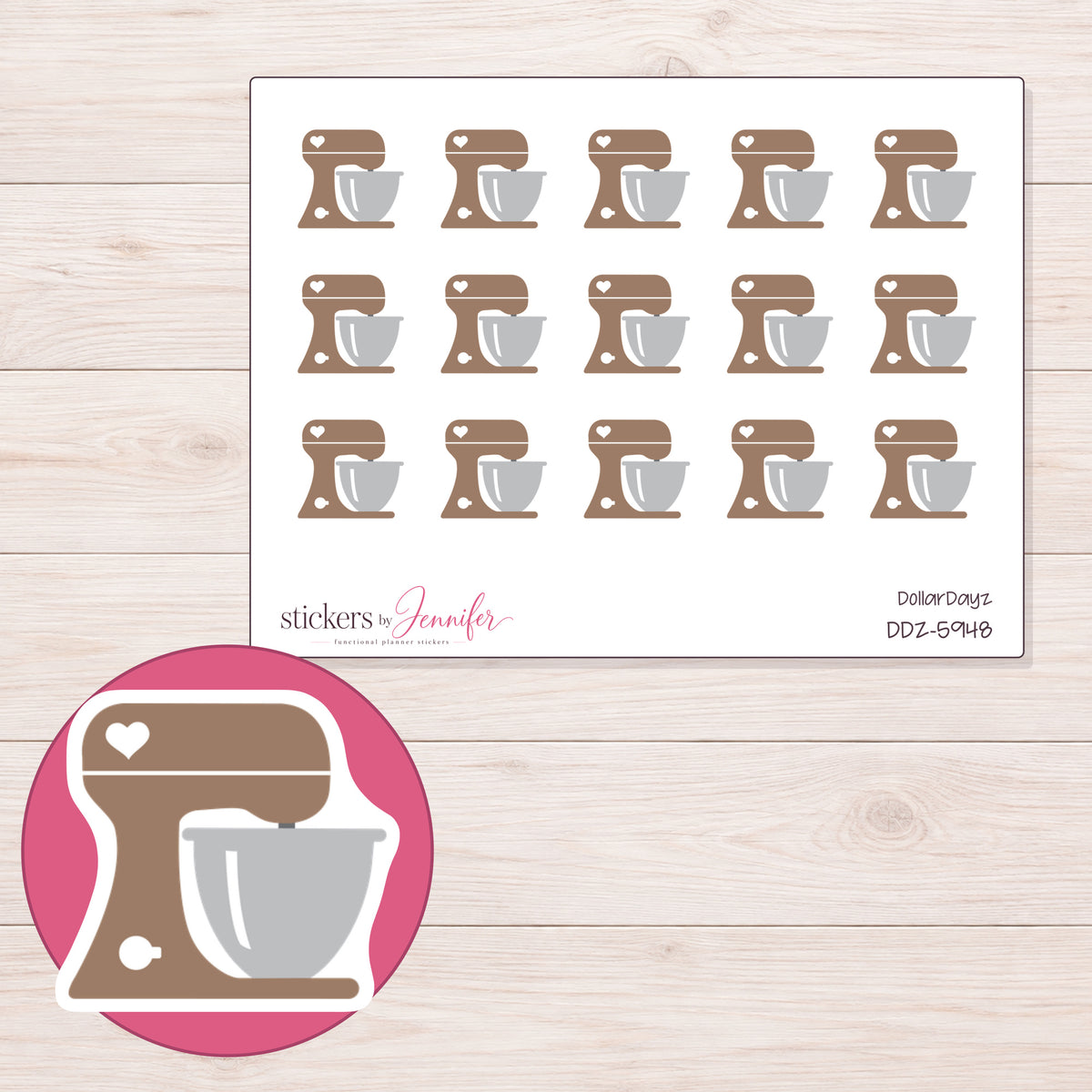 DDZ-5948 planner sticker sheet with enlarged sticker detail