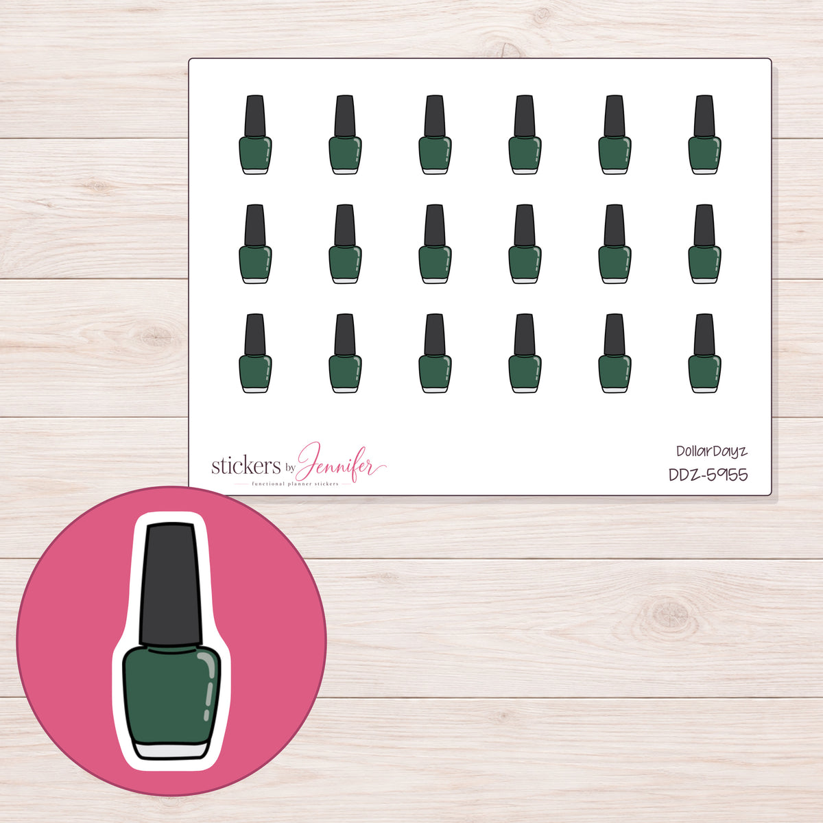 DDZ-5955 planner sticker sheet with enlarged sticker detail