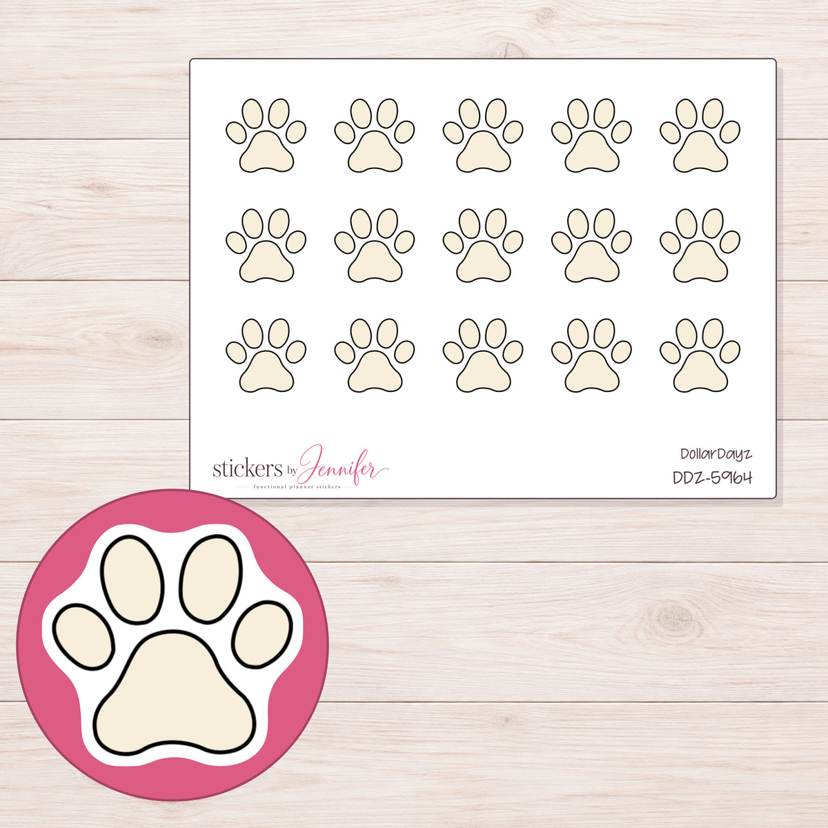 DDZ-5964 planner sticker sheet with enlarged sticker detail
