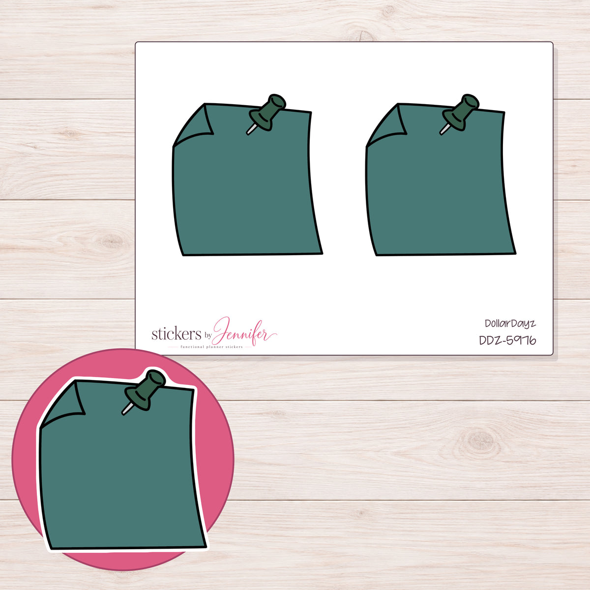 DDZ-5976 planner sticker sheet with enlarged sticker detail