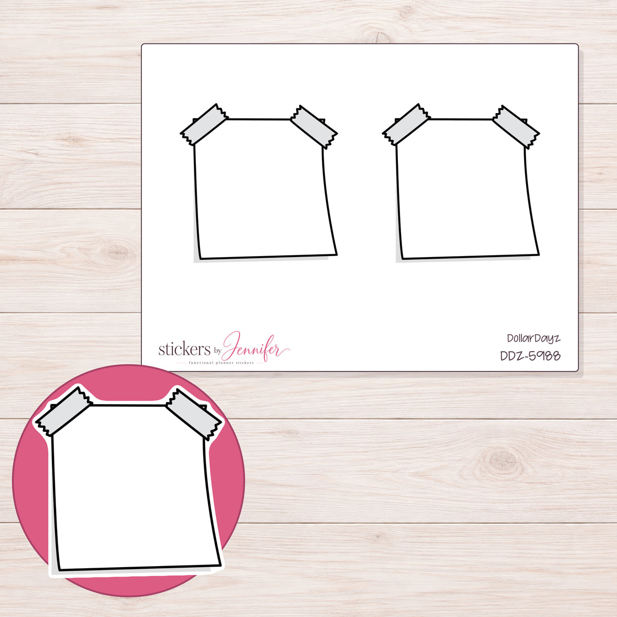 DDZ-5988 planner sticker sheet with enlarged sticker detail