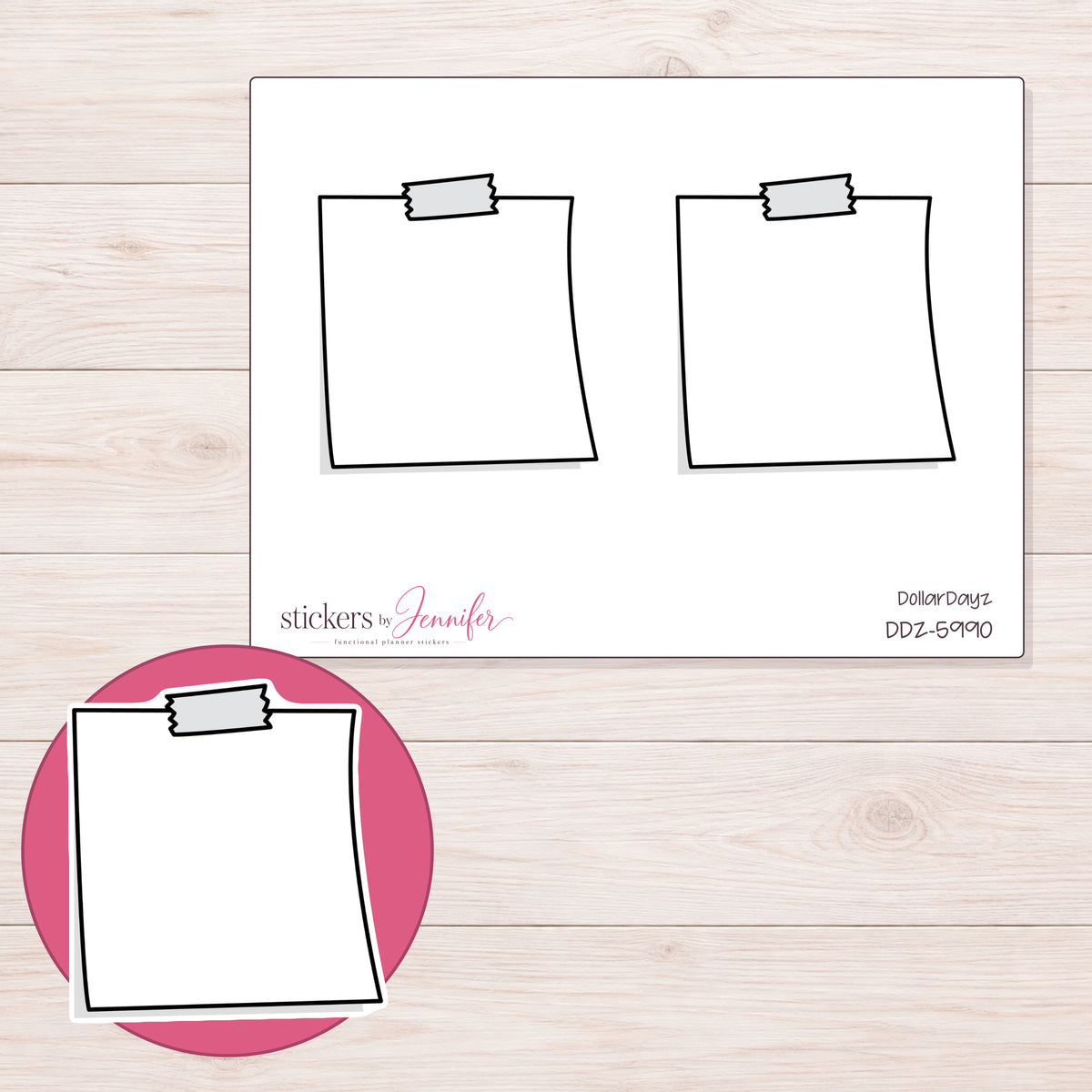 DDZ-5990 planner sticker sheet with enlarged sticker detail