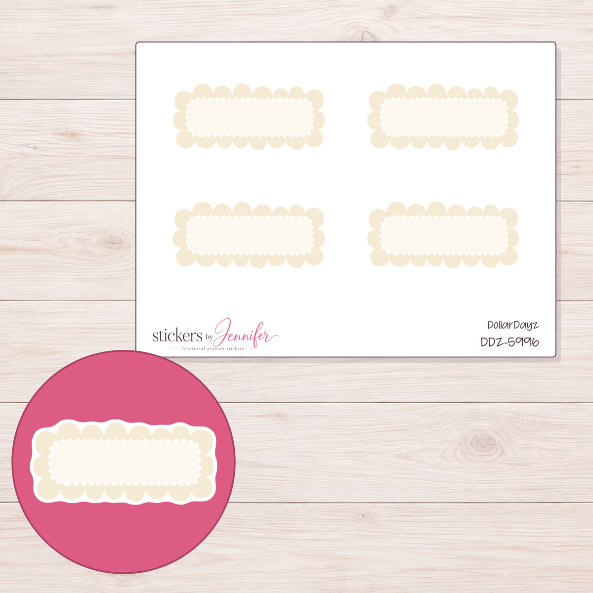 DDZ-5996 planner sticker sheet with enlarged sticker detail