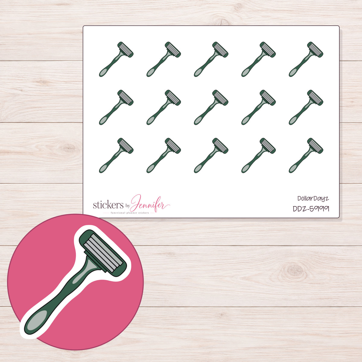 DDZ-5999 planner sticker sheet with enlarged sticker detail