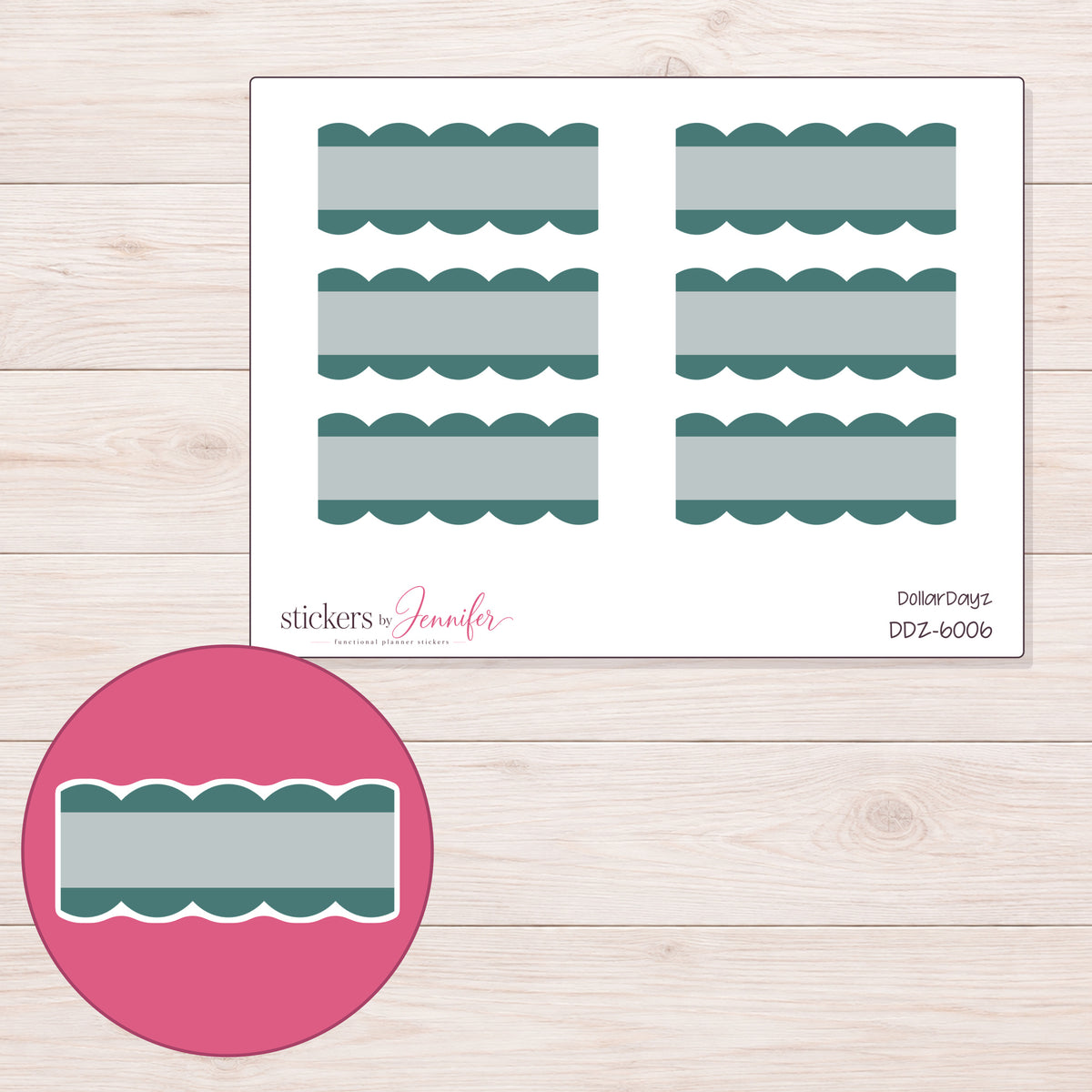 DDZ-6006 planner sticker sheet with enlarged sticker detail