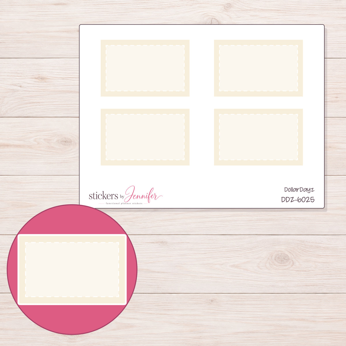 DDZ-6025 planner sticker sheet with enlarged sticker detail