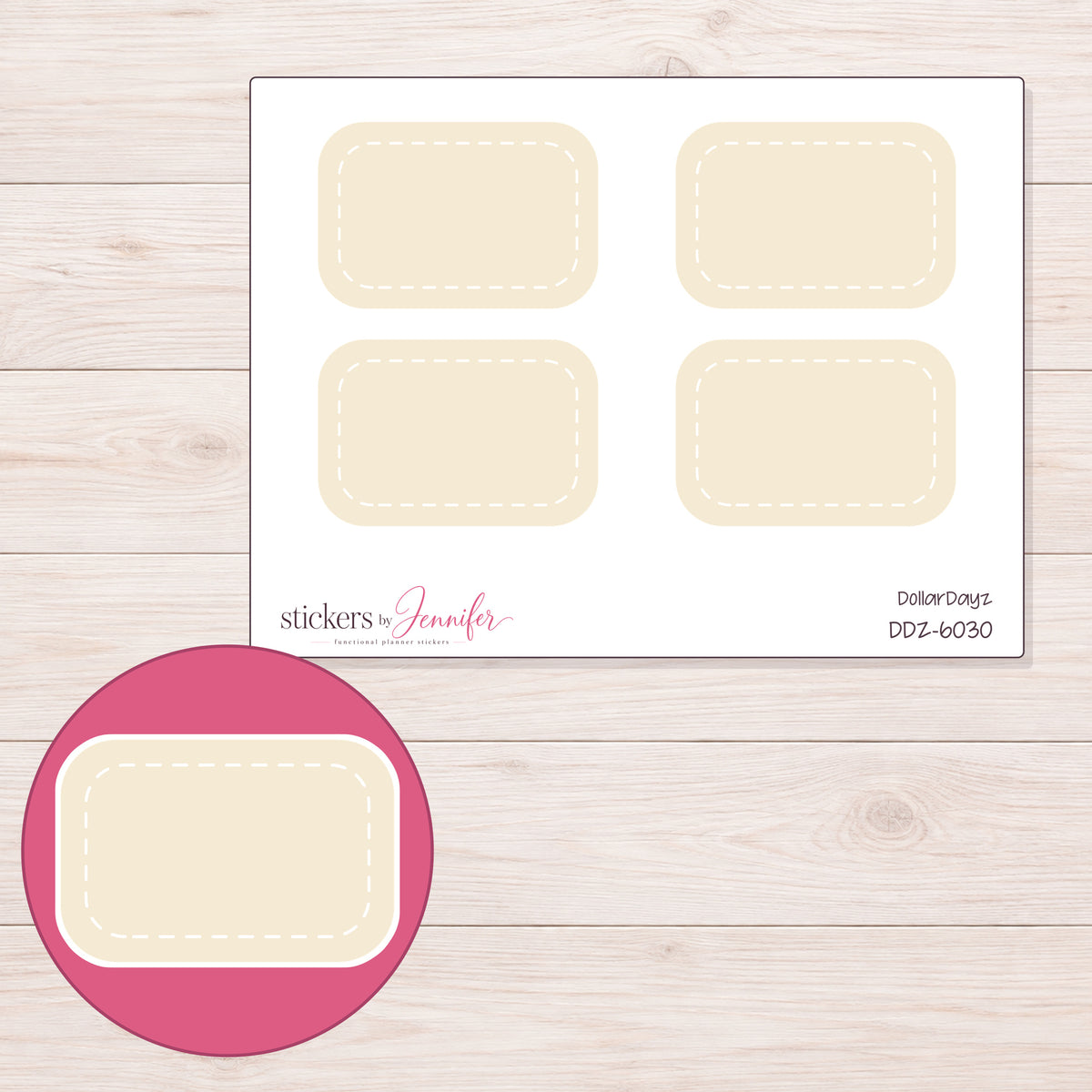 DDZ-6030 planner sticker sheet with enlarged sticker detail