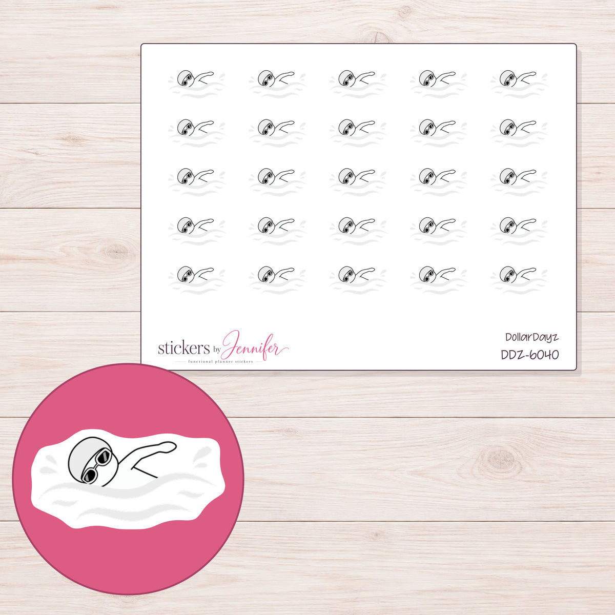 DDZ-6040 planner sticker sheet with enlarged sticker detail