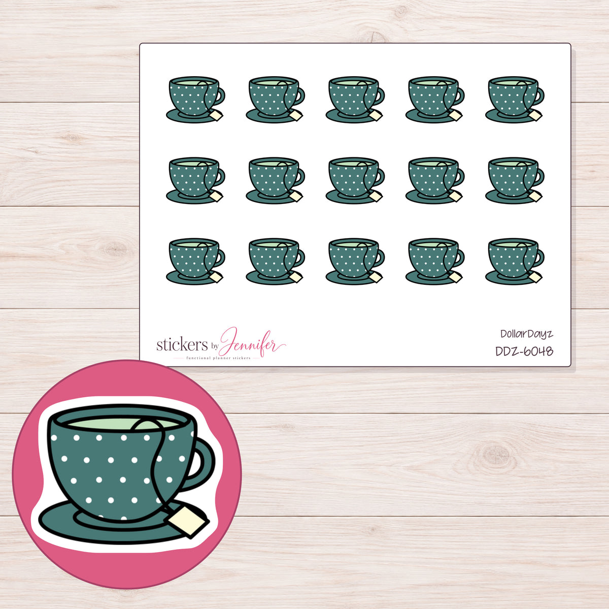 DDZ-6048 planner sticker sheet with enlarged sticker detail