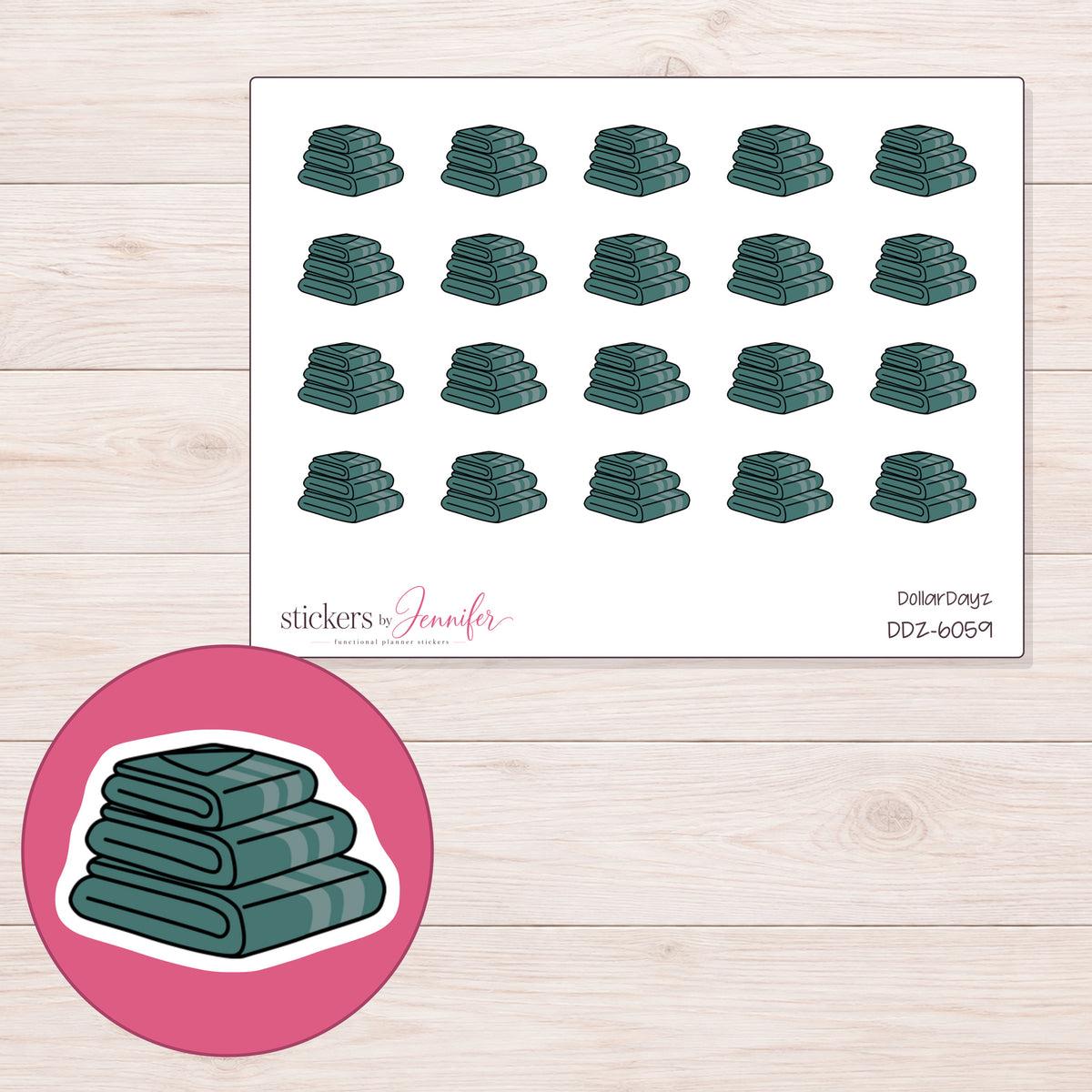 DDZ-6059 planner sticker sheet with enlarged sticker detail