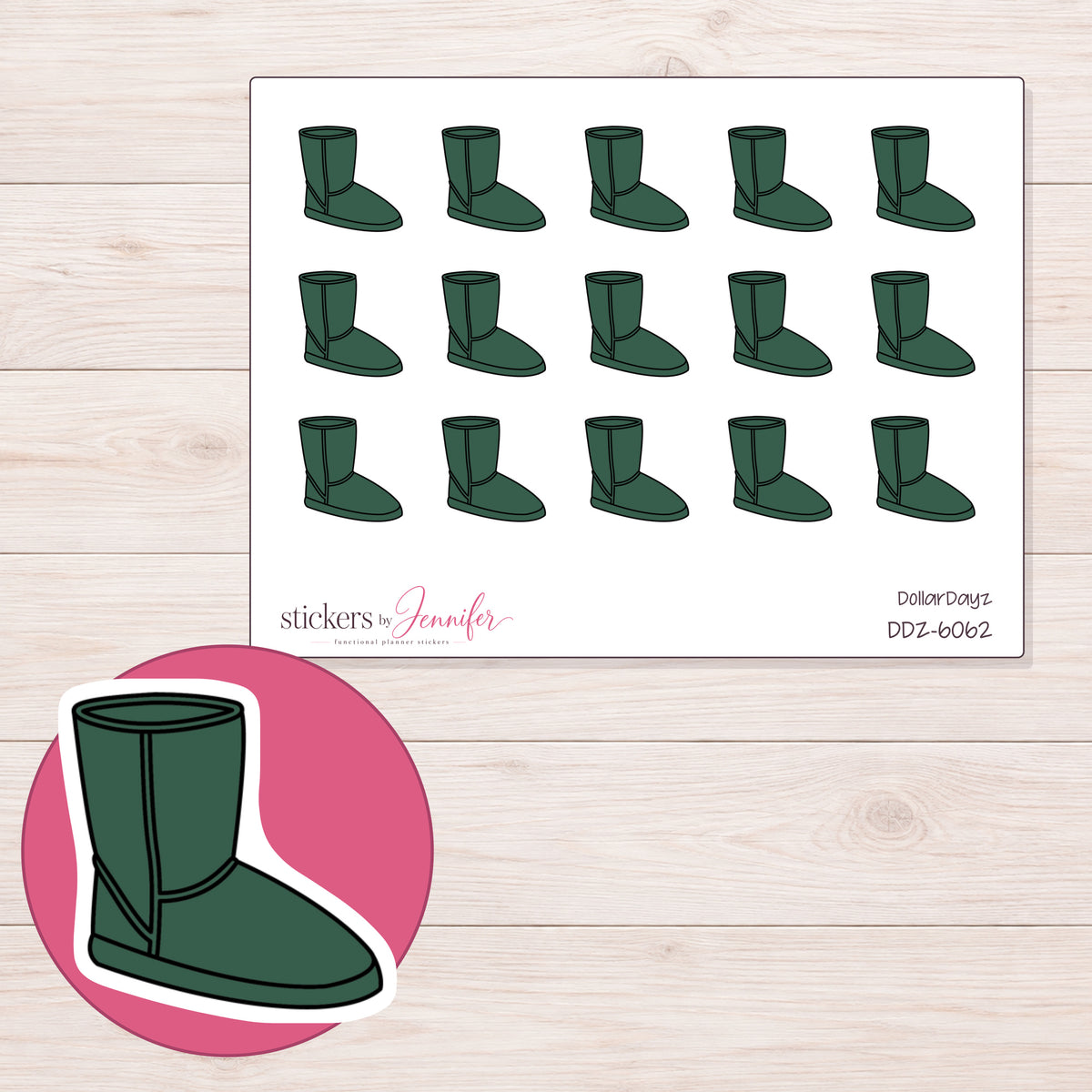 DDZ-6062 planner sticker sheet with enlarged sticker detail