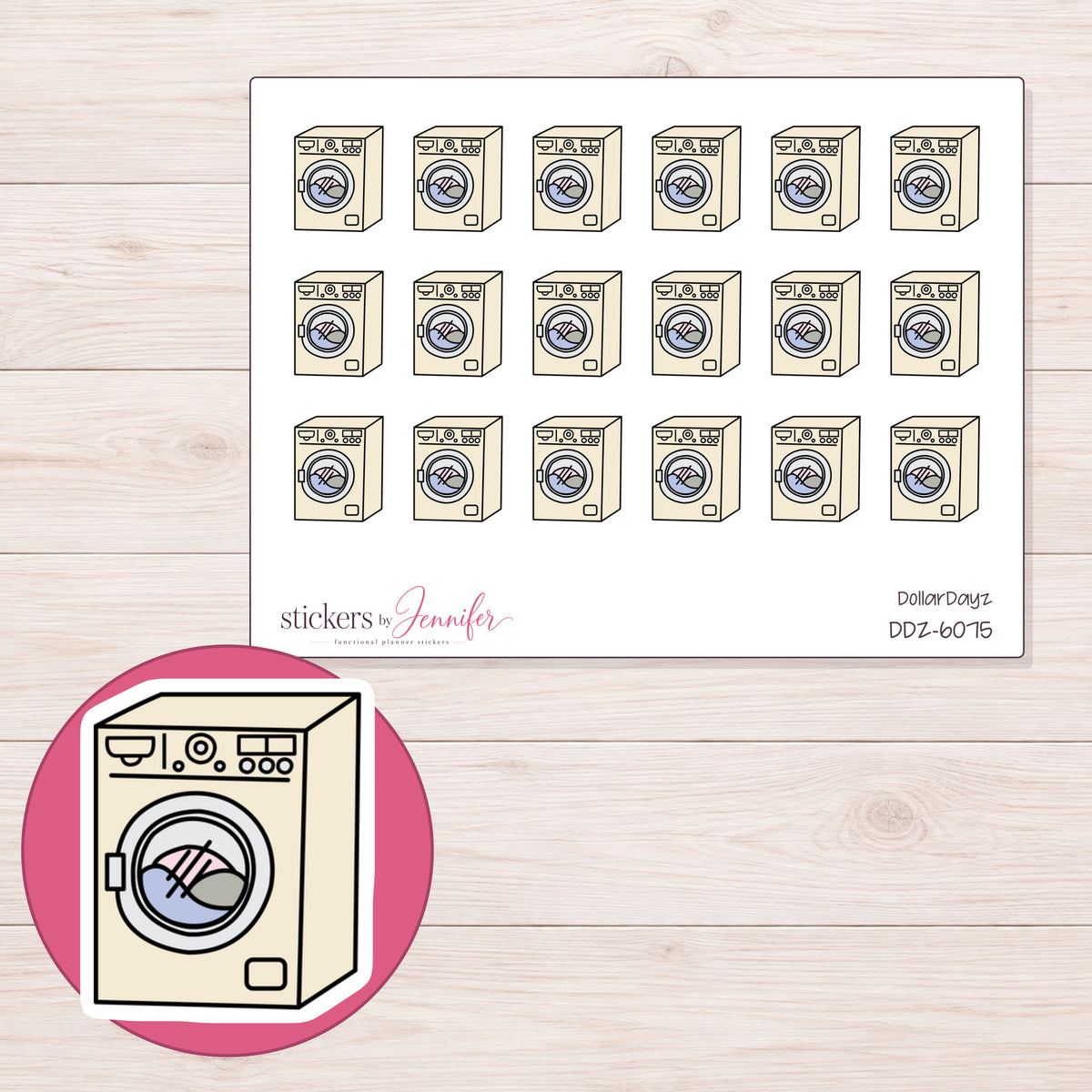 DDZ-6075 planner sticker sheet with enlarged sticker detail