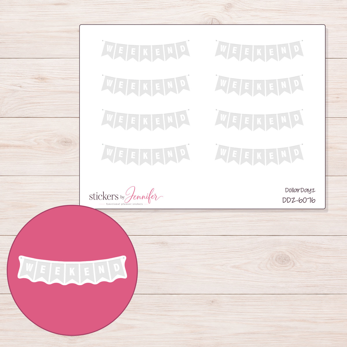 DDZ-6076 planner sticker sheet with enlarged sticker detail