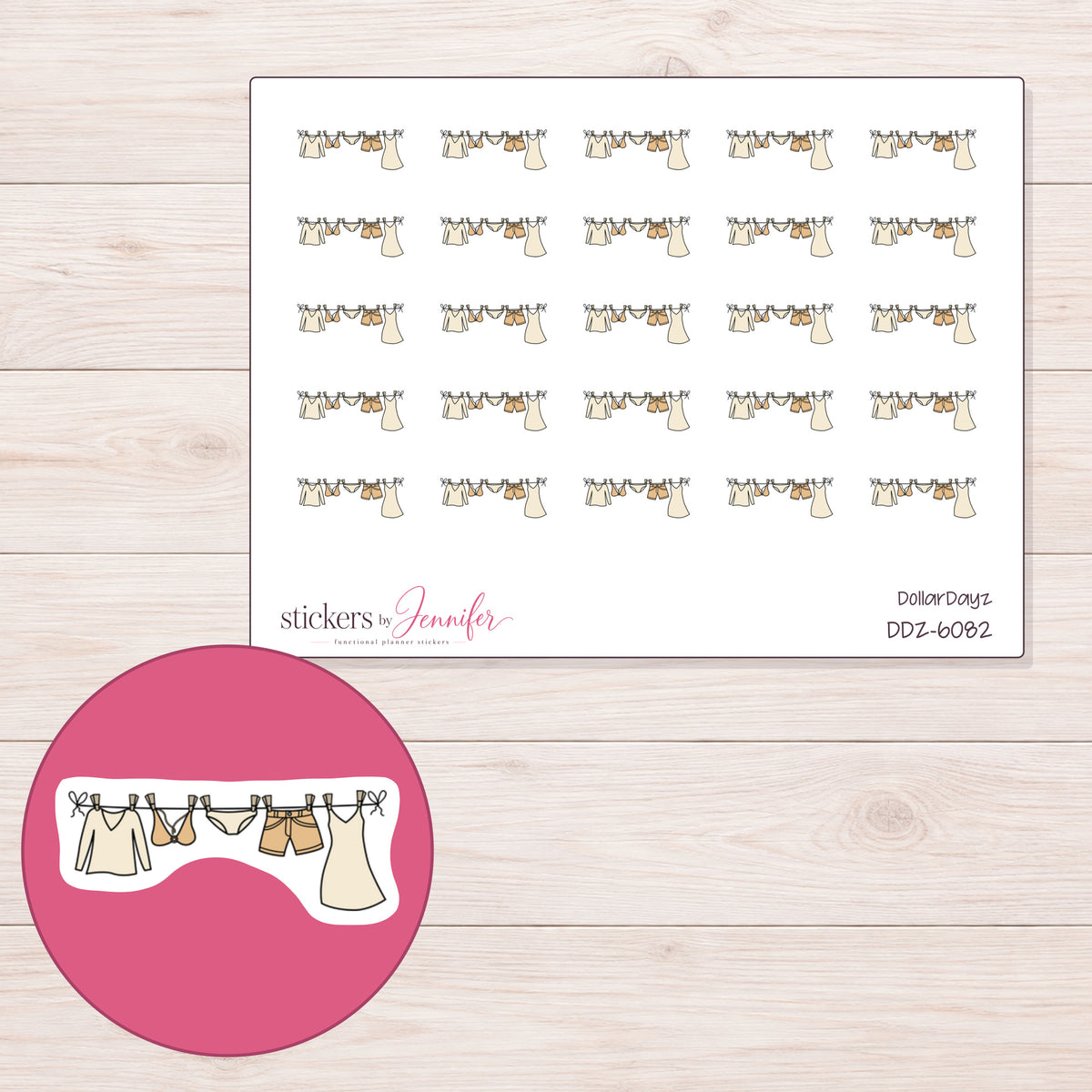 DDZ-6082 planner sticker sheet with enlarged sticker detail