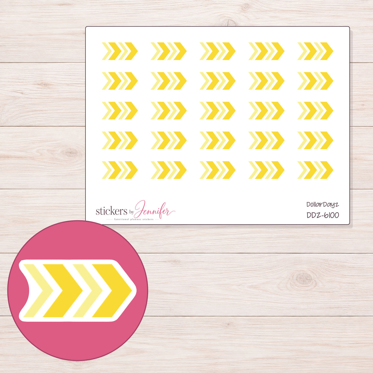DDZ-6100 planner sticker sheet with enlarged sticker detail