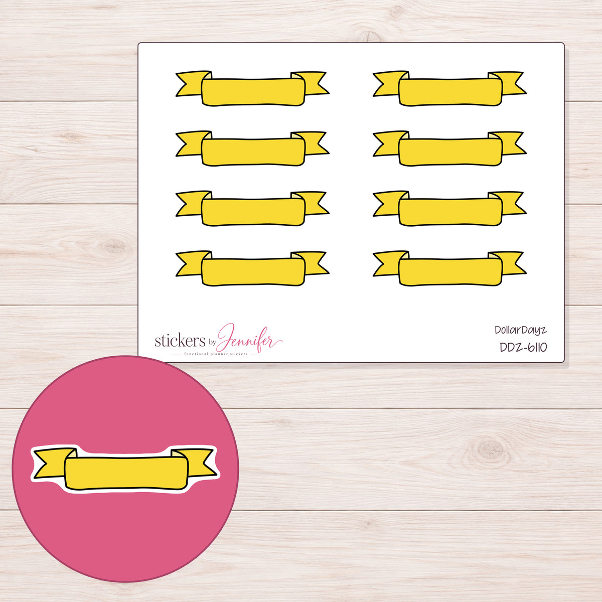 DDZ-6110 planner sticker sheet with enlarged sticker detail