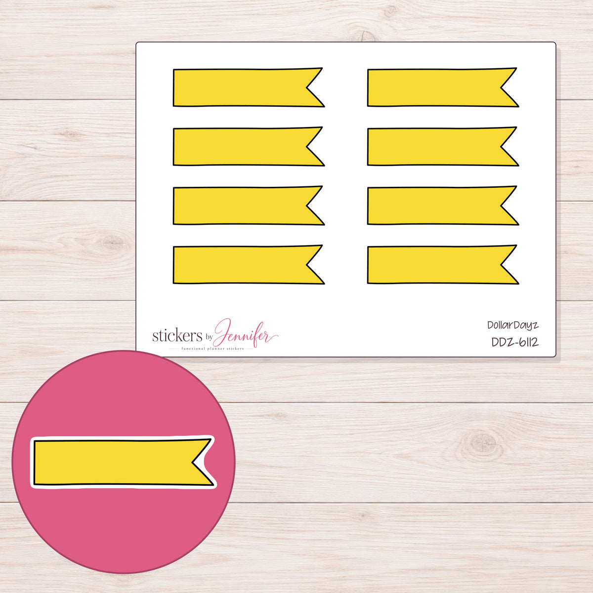 DDZ-6112 planner sticker sheet with enlarged sticker detail
