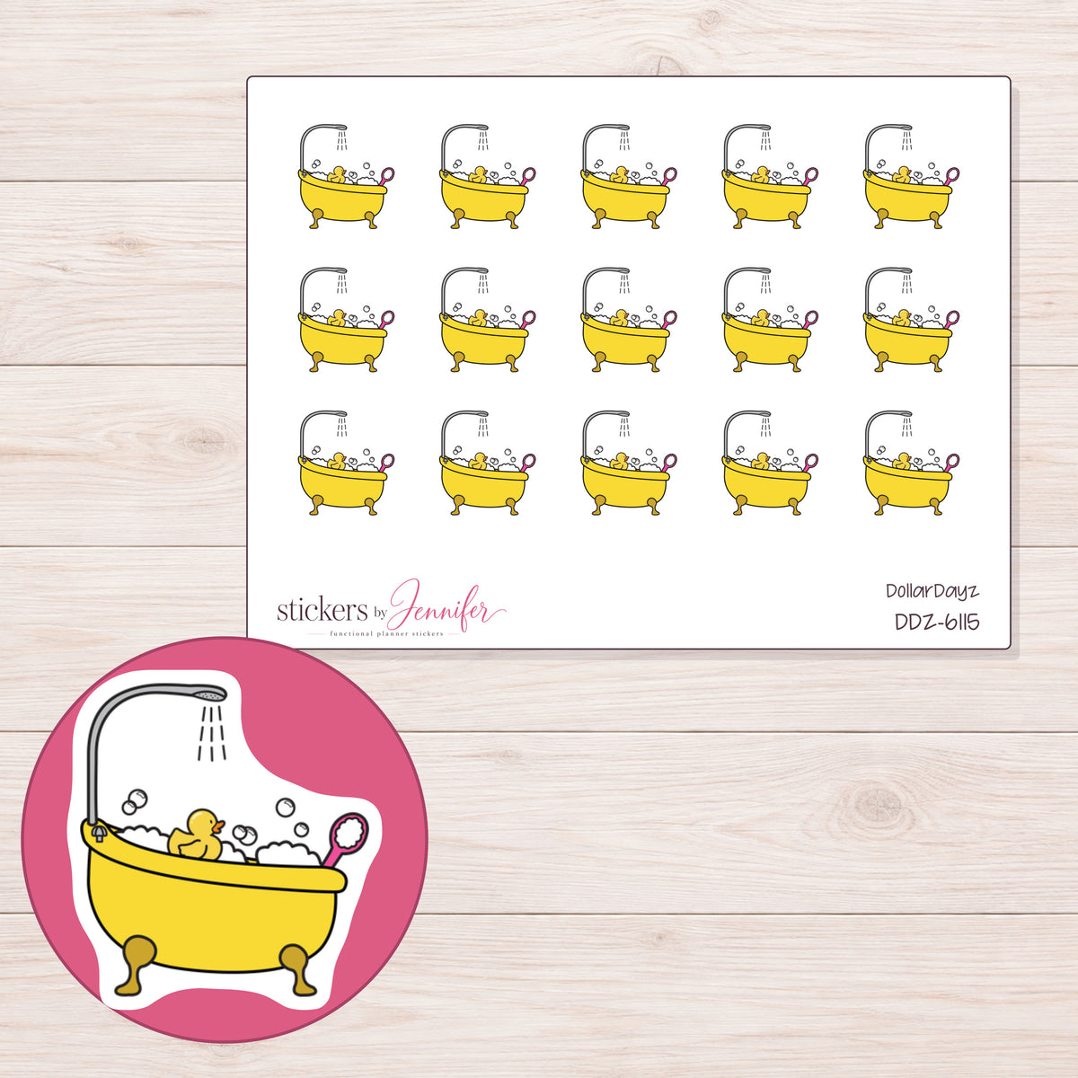 DDZ-6115 planner sticker sheet with enlarged sticker detail