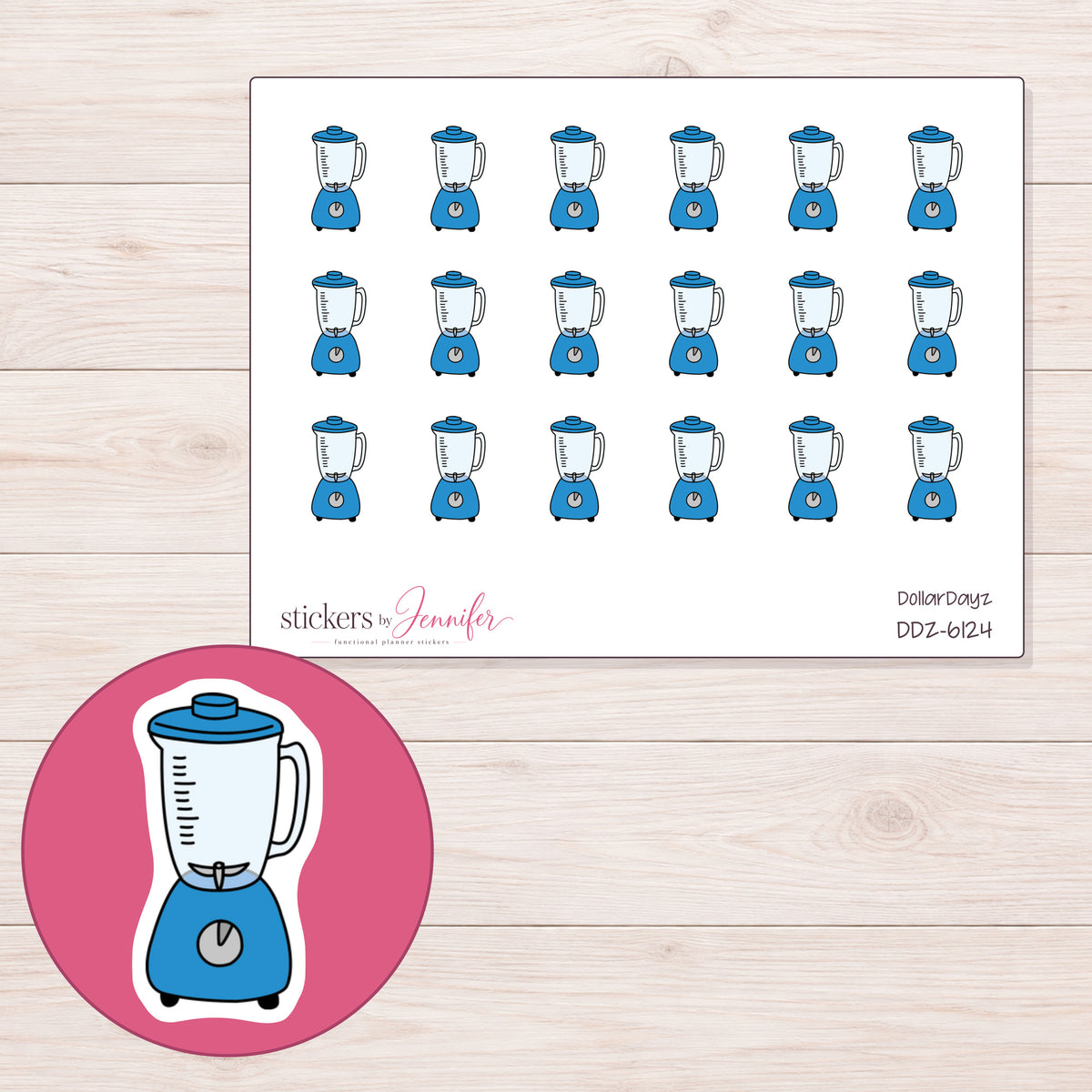 DDZ-6124 planner sticker sheet with enlarged sticker detail