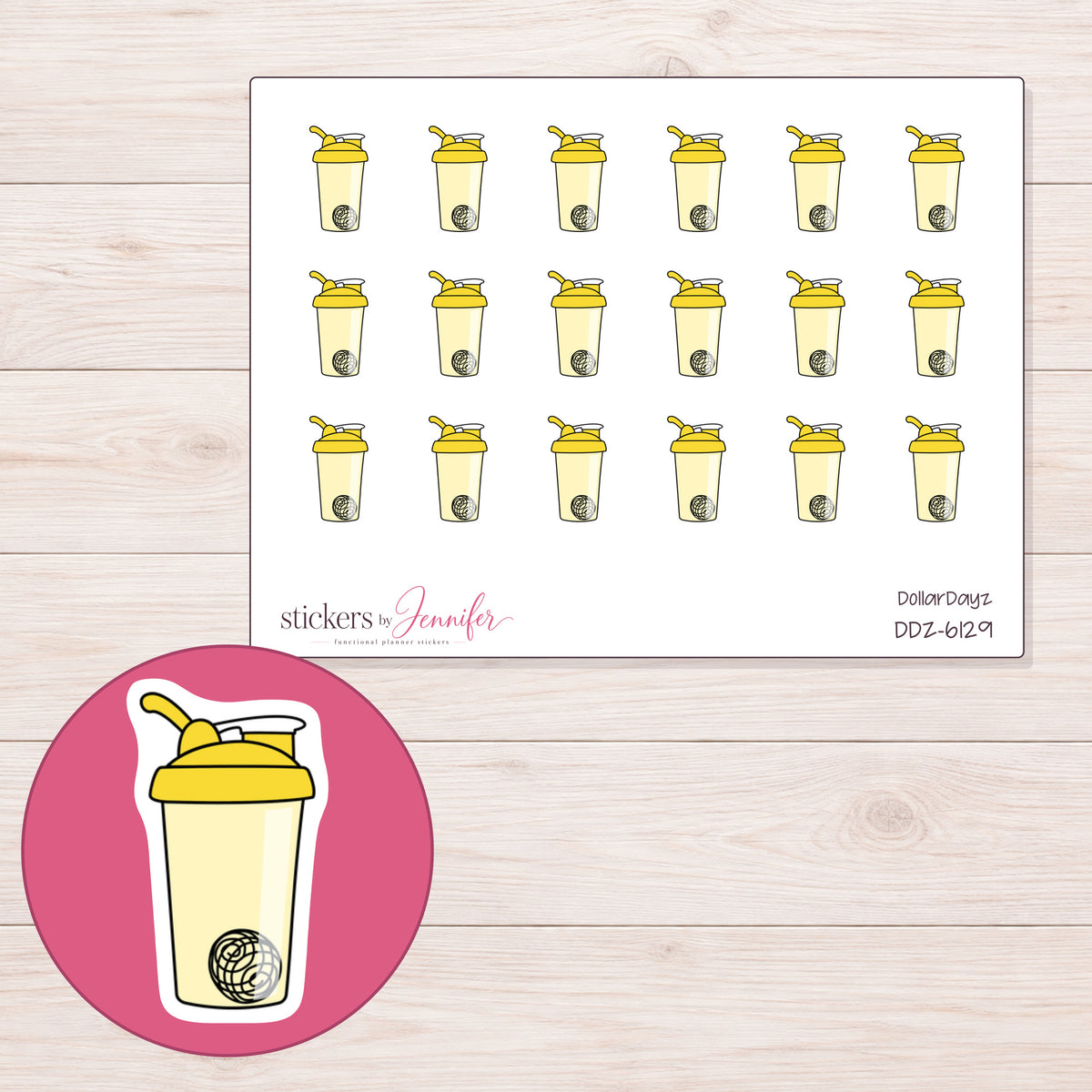 DDZ-6129 planner sticker sheet with enlarged sticker detail