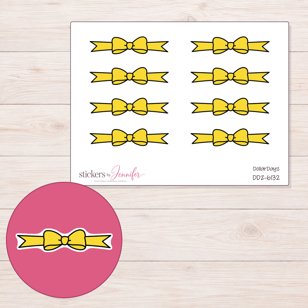 DDZ-6132 planner sticker sheet with enlarged sticker detail