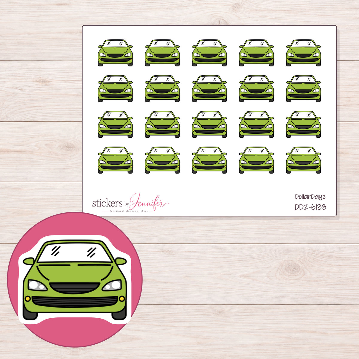 DDZ-6138 planner sticker sheet with enlarged sticker detail