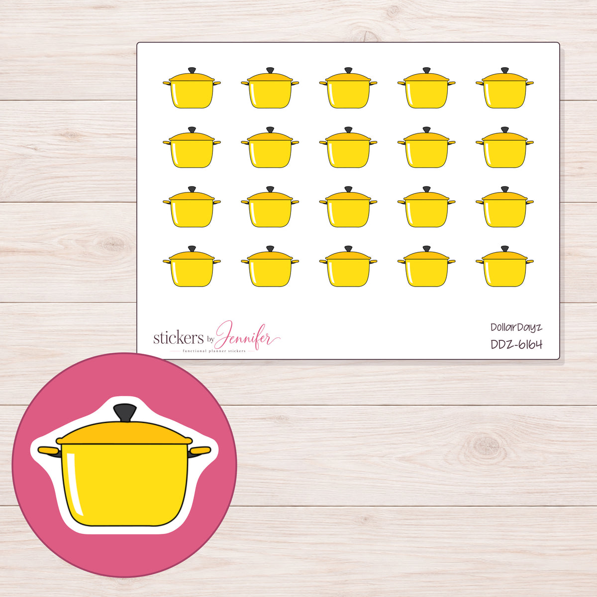 DDZ-6164 planner sticker sheet with enlarged sticker detail