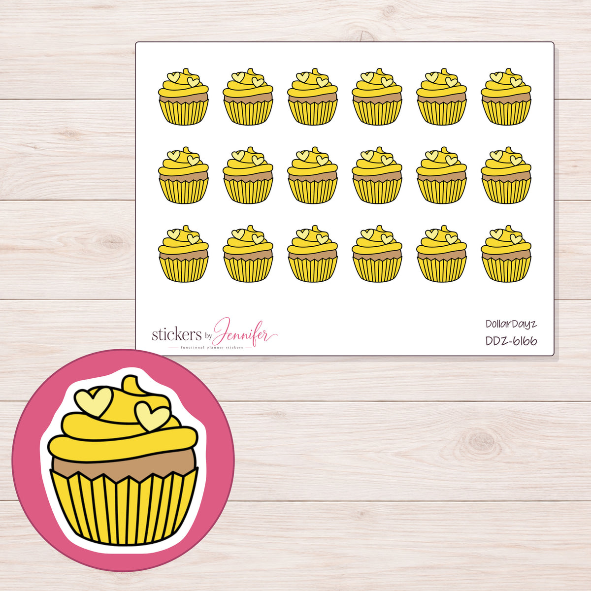 DDZ-6166 planner sticker sheet with enlarged sticker detail