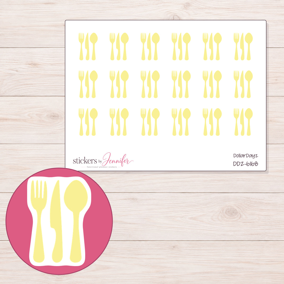 DDZ-6168 planner sticker sheet with enlarged sticker detail