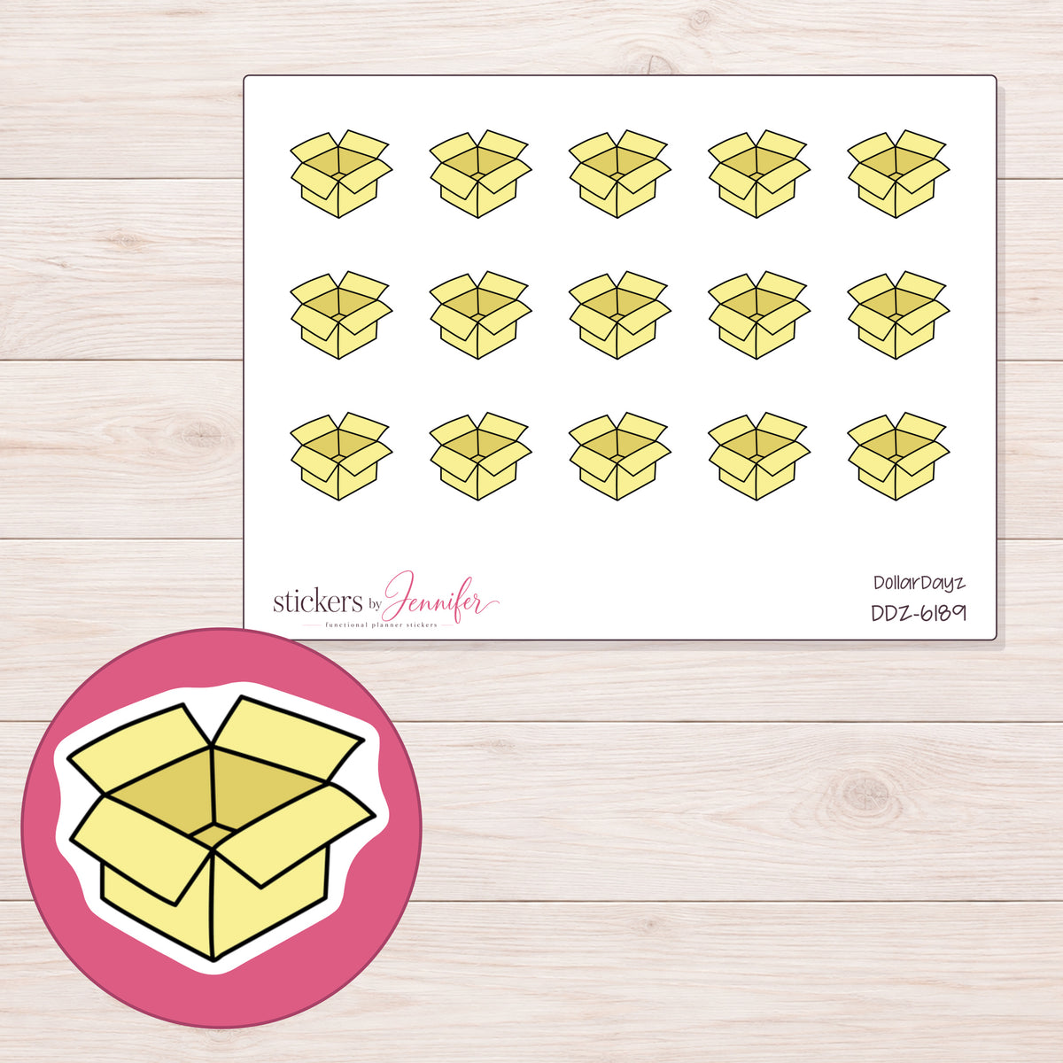 DDZ-6189 planner sticker sheet with enlarged sticker detail