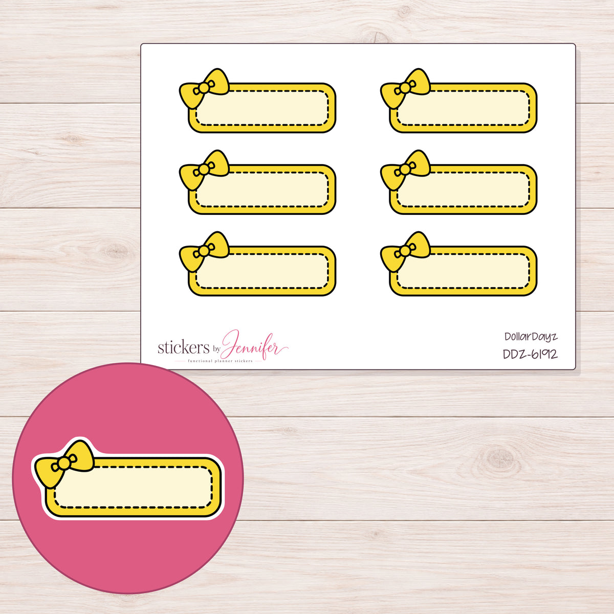DDZ-6192 planner sticker sheet with enlarged sticker detail