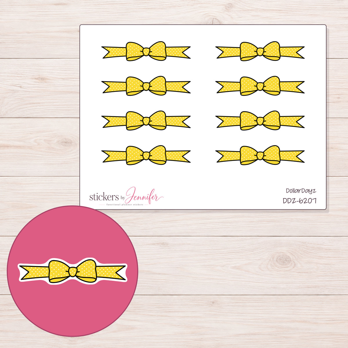 DDZ-6207 planner sticker sheet with enlarged sticker detail