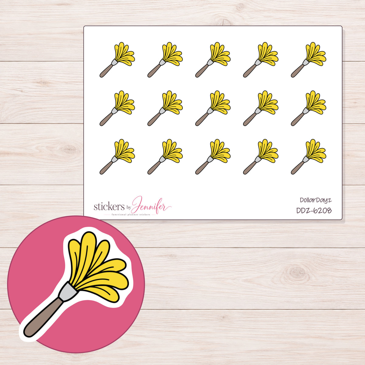 DDZ-6208 planner sticker sheet with enlarged sticker detail