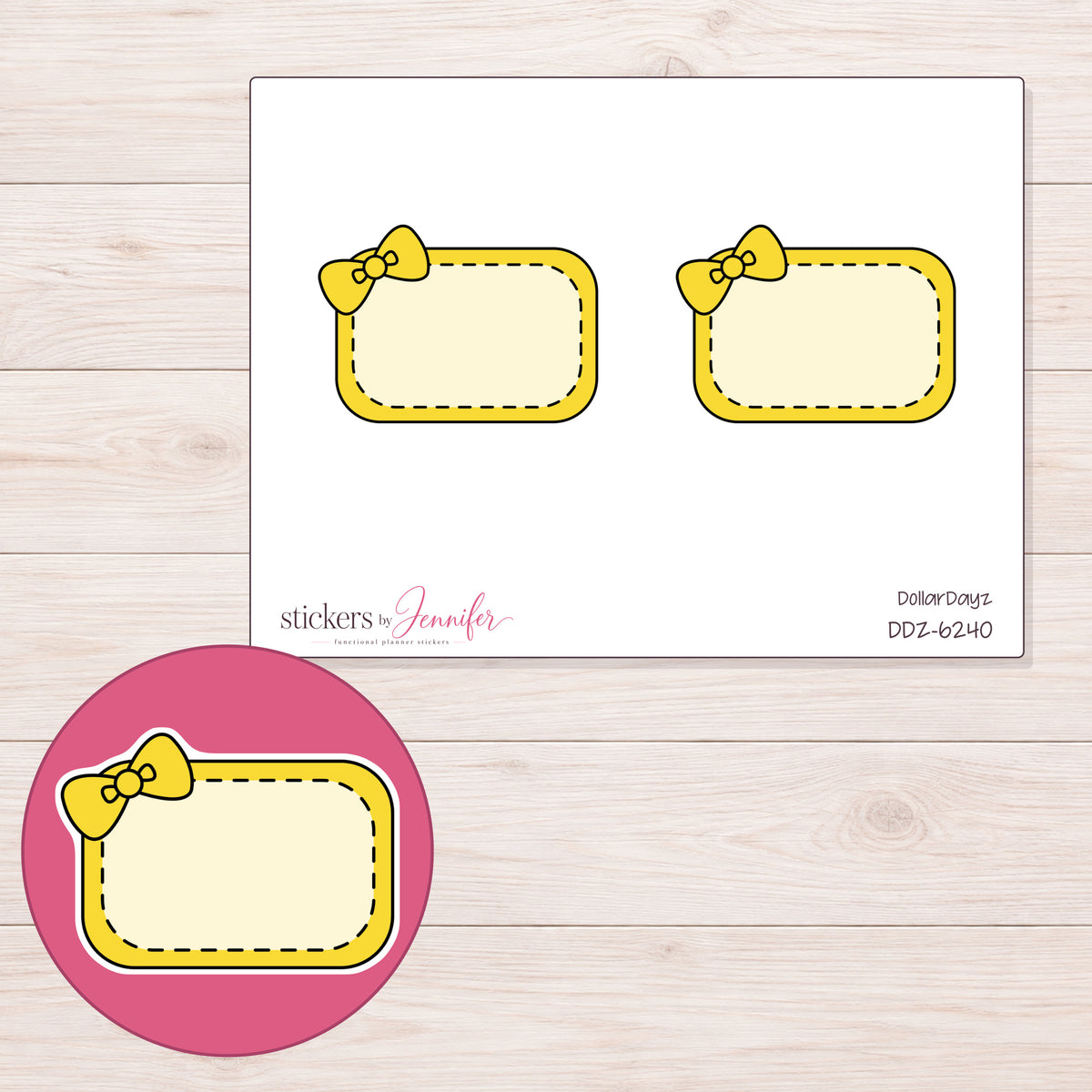 DDZ-6240 planner sticker sheet with enlarged sticker detail