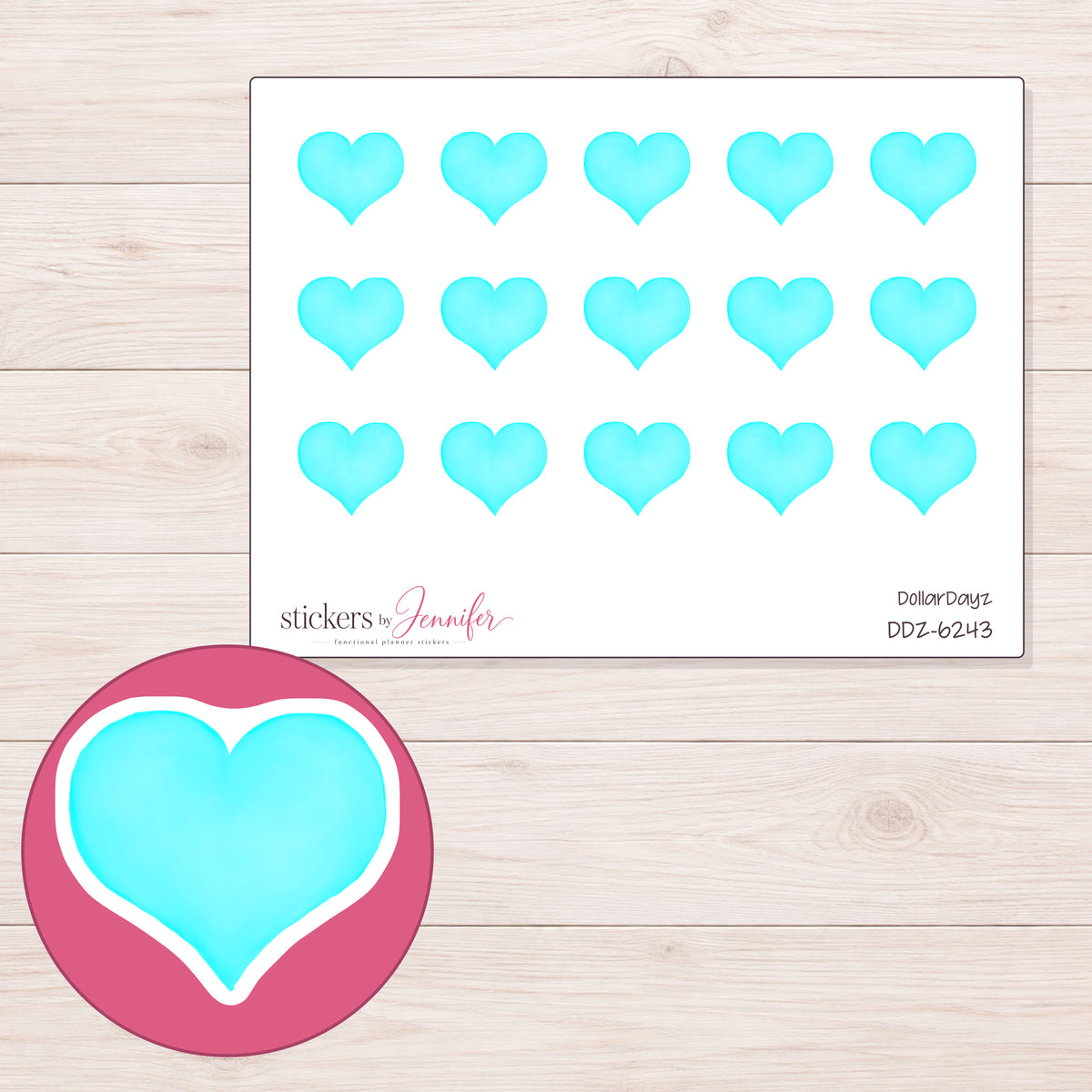 DDZ-6243 planner sticker sheet with enlarged sticker detail
