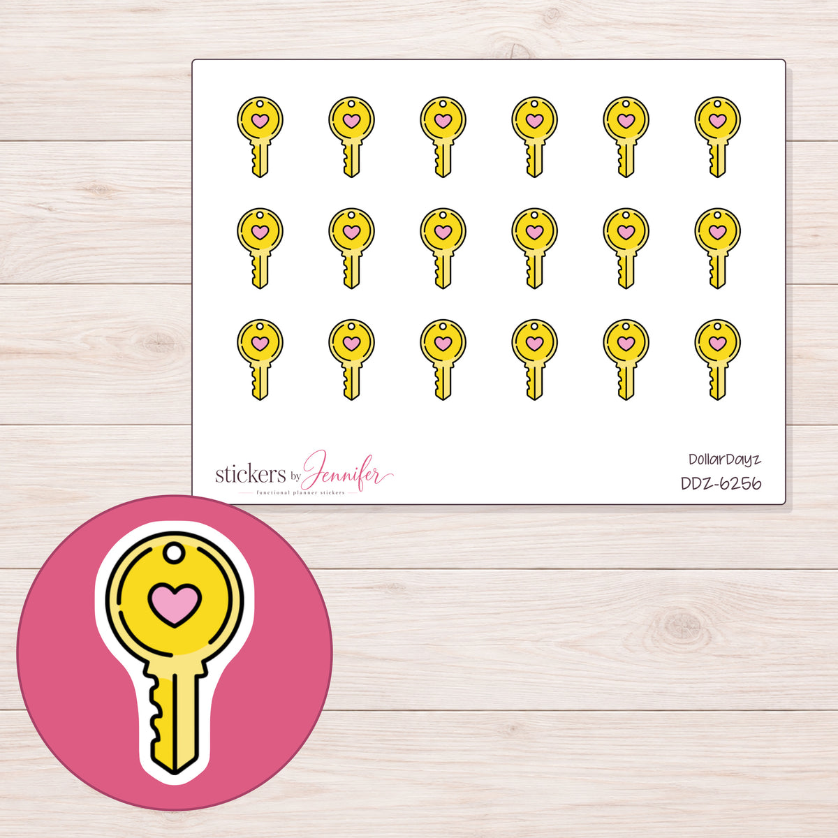 DDZ-6256 planner sticker sheet with enlarged sticker detail