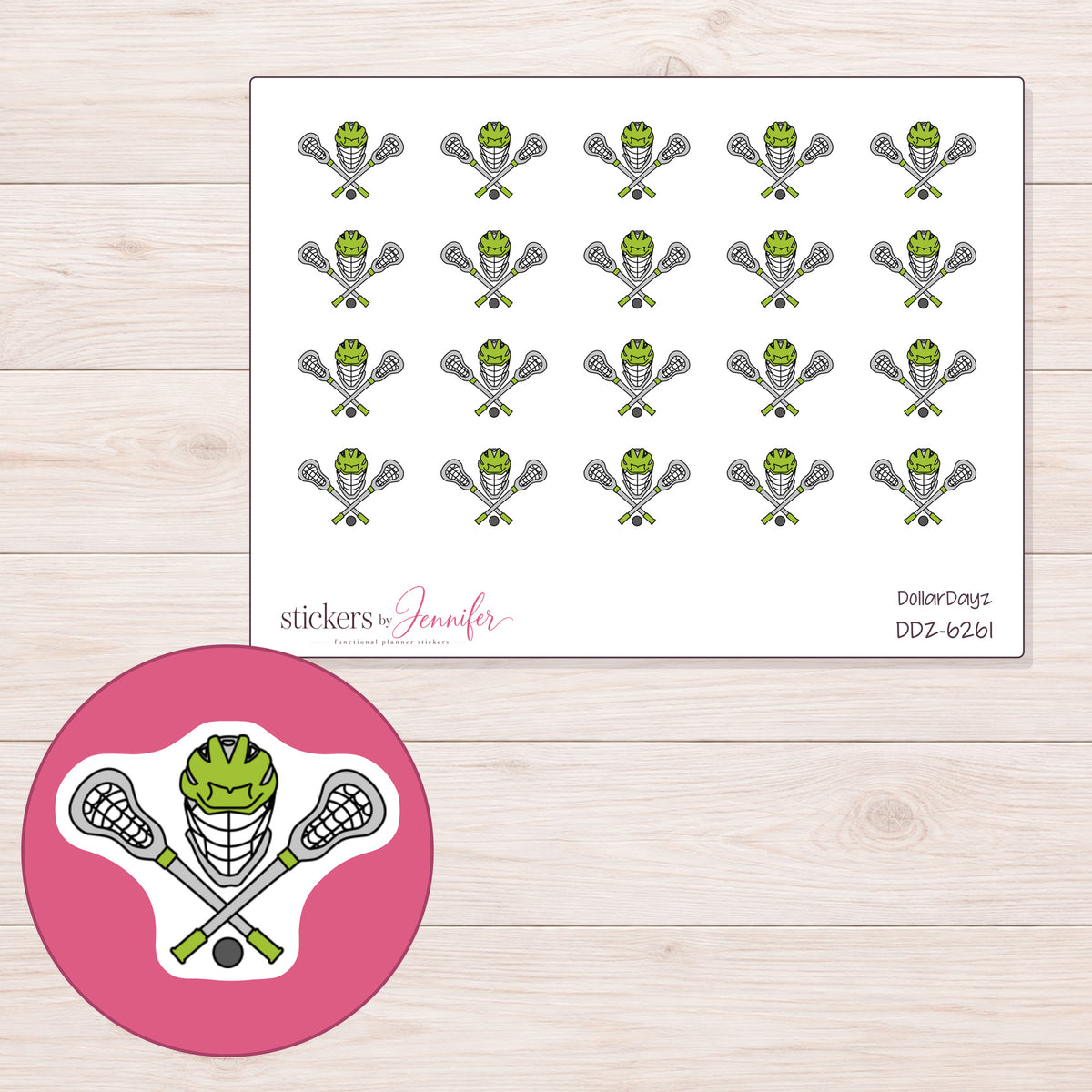DDZ-6261 planner sticker sheet with enlarged sticker detail