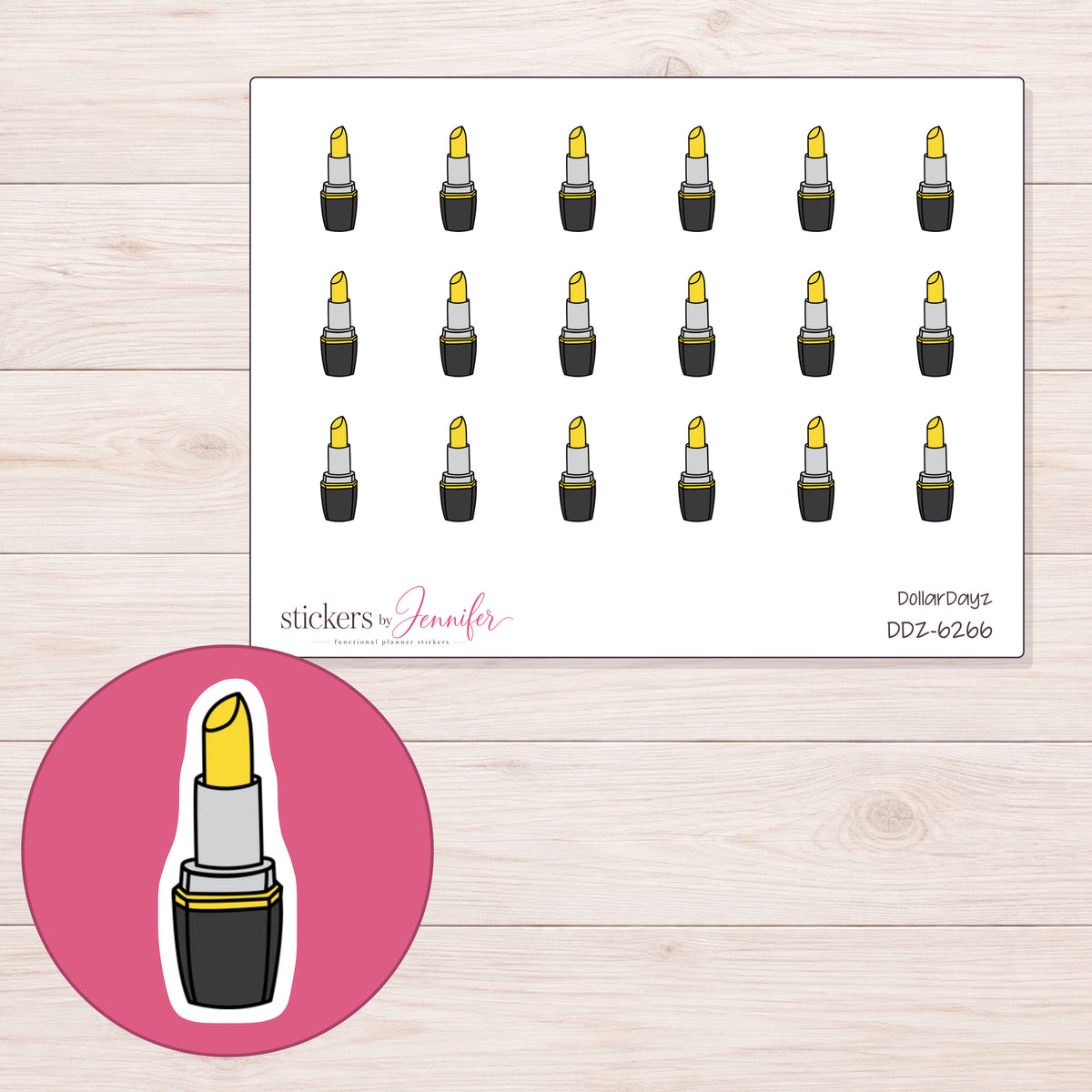 DDZ-6266 planner sticker sheet with enlarged sticker detail