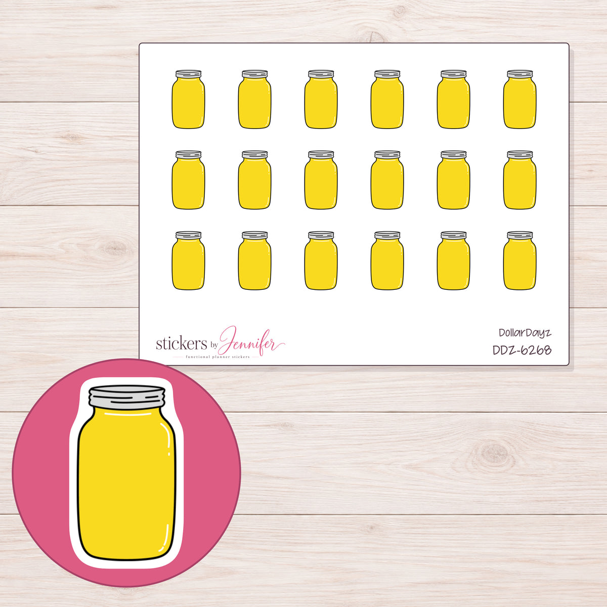 DDZ-6268 planner sticker sheet with enlarged sticker detail
