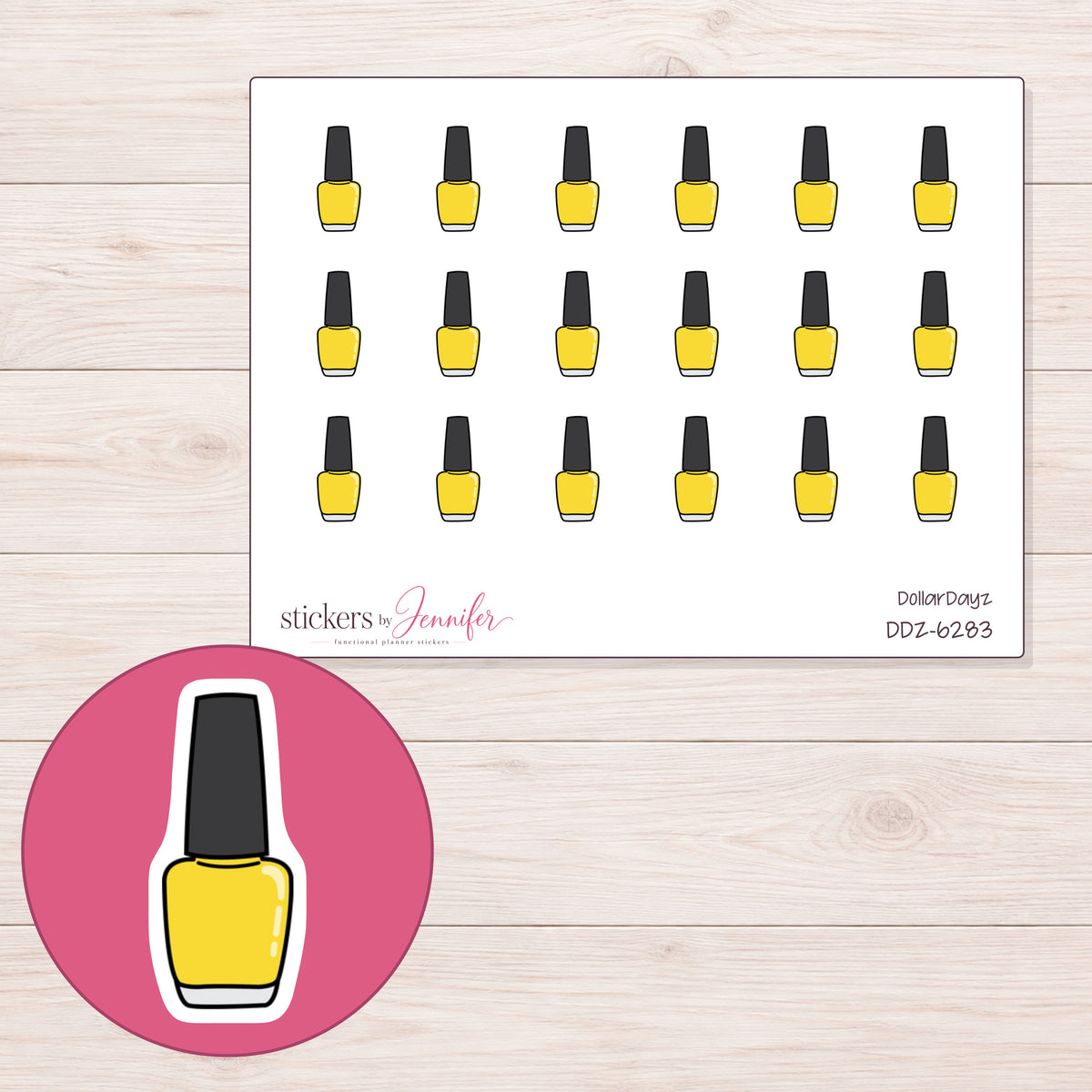 DDZ-6283 planner sticker sheet with enlarged sticker detail