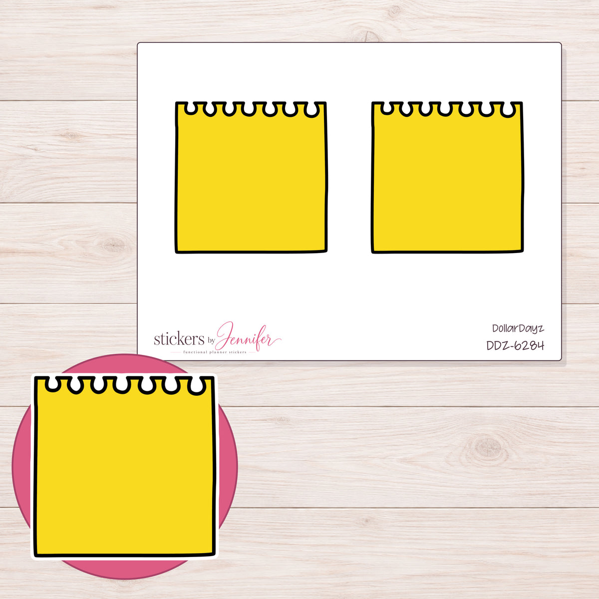 DDZ-6284 planner sticker sheet with enlarged sticker detail